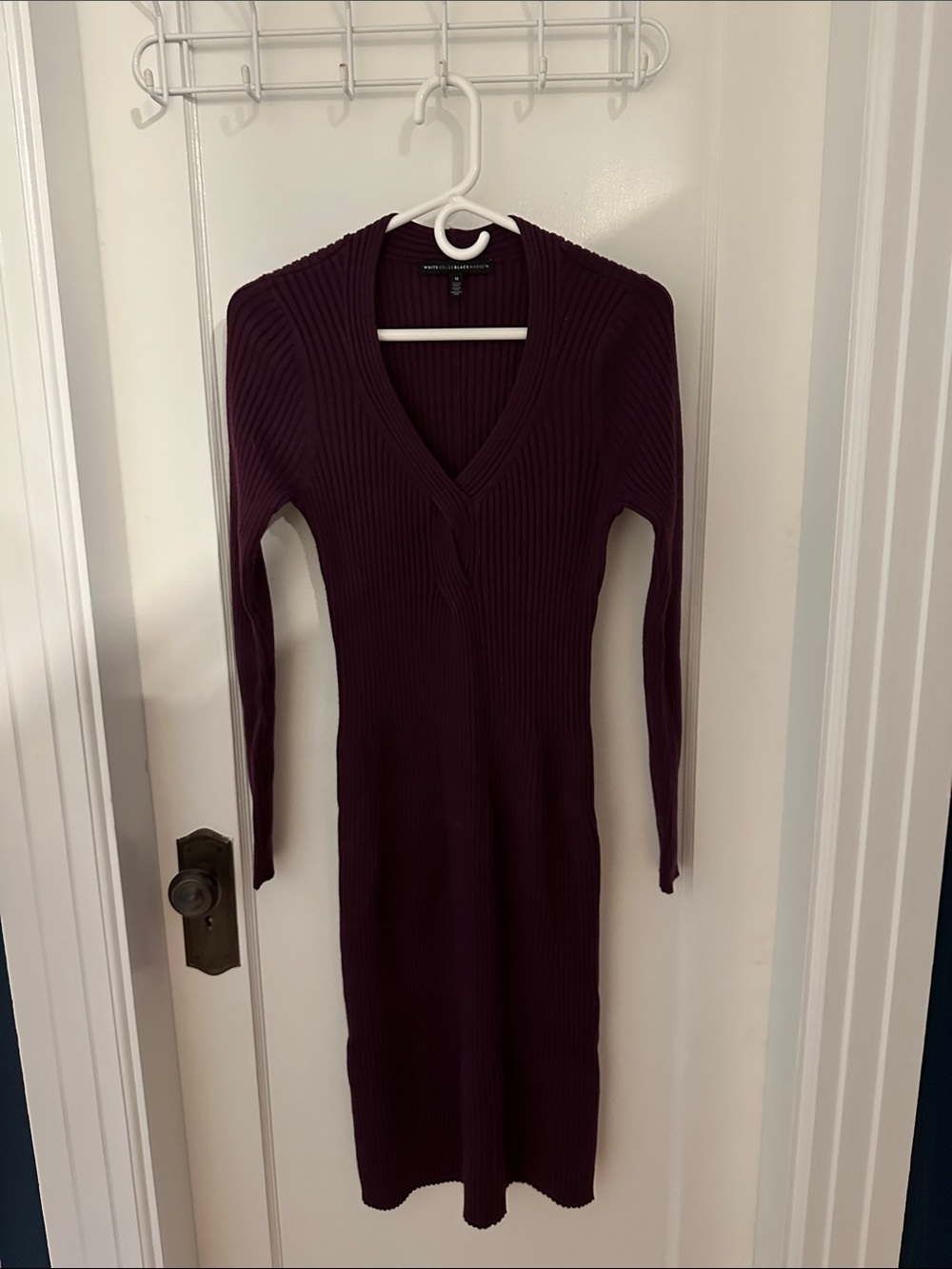 White House Black Market Deep Burgundy Long Sleeve Dress
